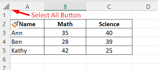 Select All Button in Excel - Pitman